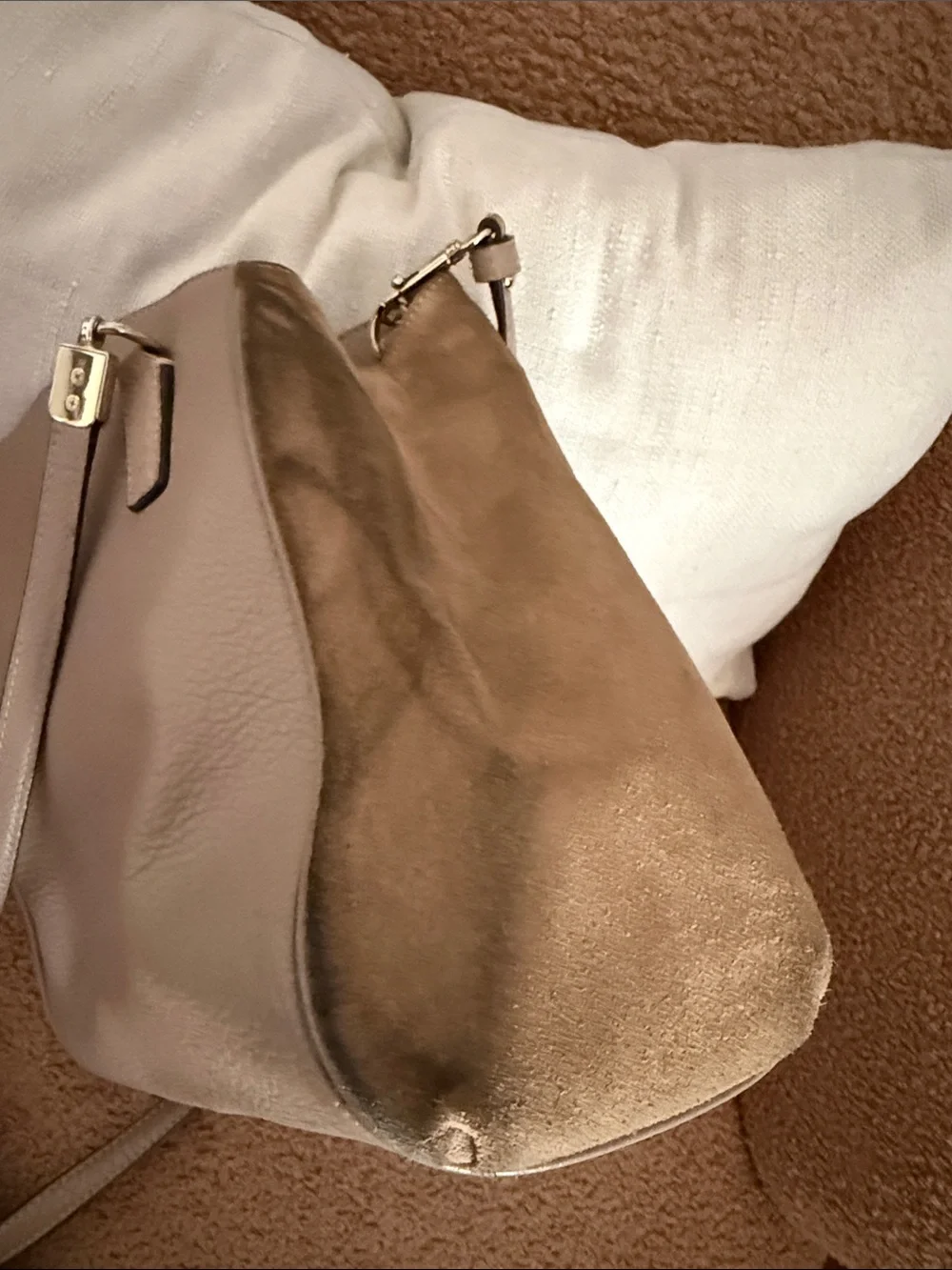 COACH Taupe Leather & Suede Satchel Bag